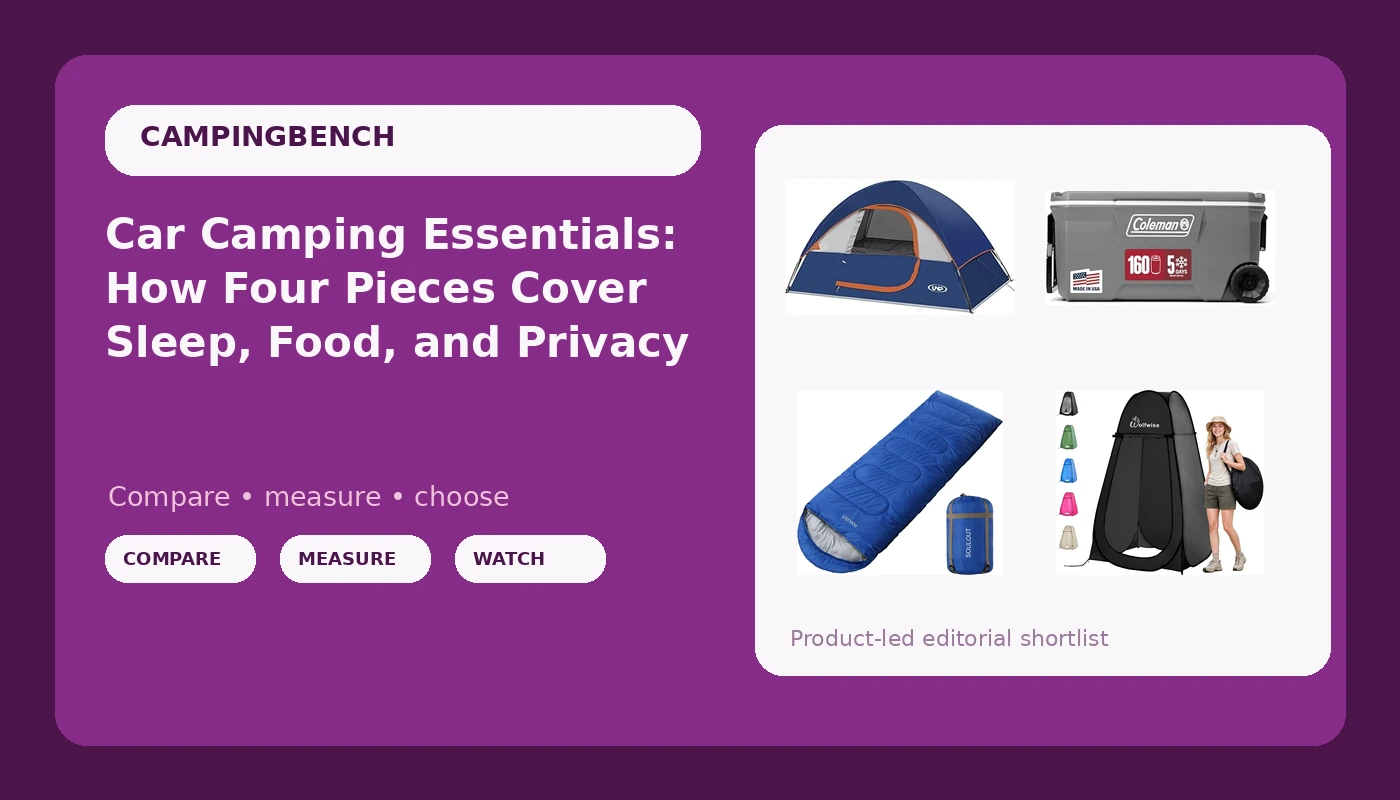 Car Camping Essentials: How Four Pieces Cover Sleep, Food, and Privacy