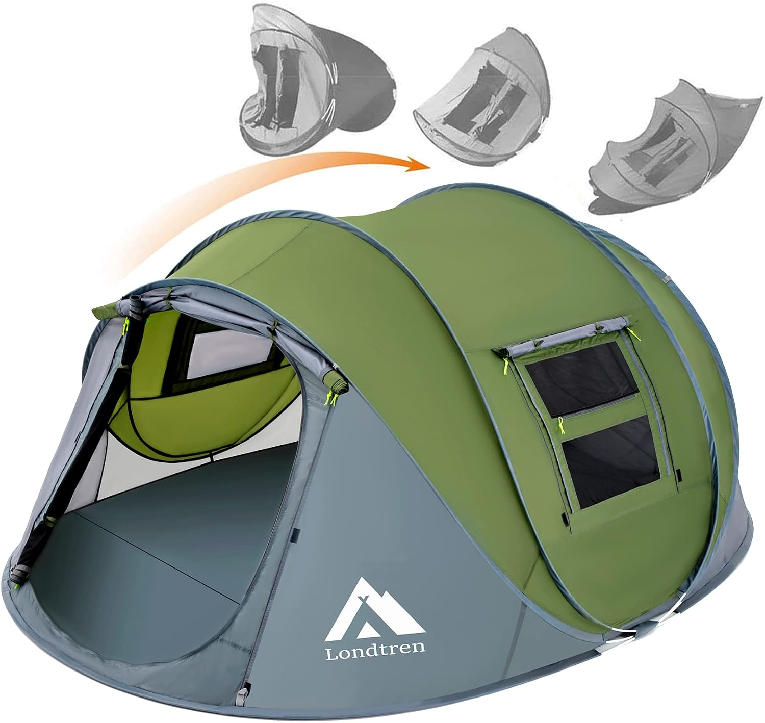 4 Person Easy Pop Up Tent Waterproof Automatic Setup 2 Doors-Instant Family Tents for Camping Hiking &amp; Traveling
