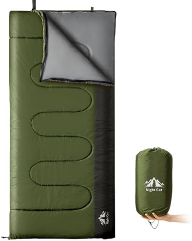 Night Cat Camping Sleeping Bag for Adults 3 Seasons Portable Lightweight Backpacking Hiking Traveling Indoor Outdoor