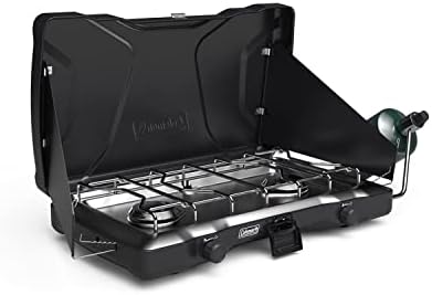Coleman Triton 2-Burner Propane Stove, Portable Camping Cooktop with 2 Adjustable Burners & Wind Guards, 22,000 BTUs of Power for Camping, Tailgating, Grilling, BBQ, & More
