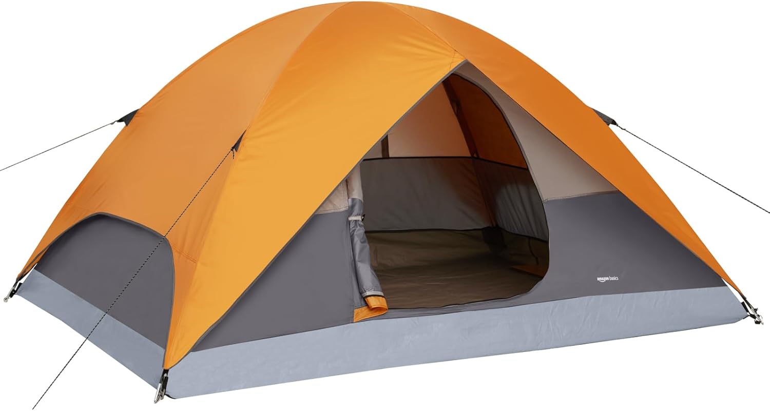 Amazon Basics Camping Tent, 3-Season Dome Design with Rainfly
