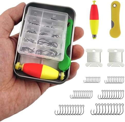 Mini Survival Fishing Kit-Compact Emergency Gear for Camping,Hiking,Bushcraft,Backpacking Small Tackle Box with Hooks,Line,Tools